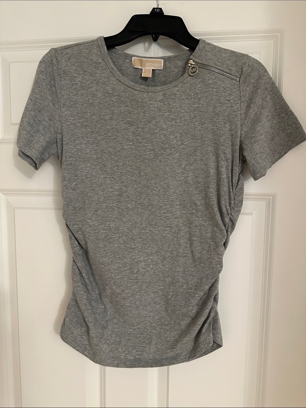 Michael Kors Gray Short Sleeve Tee with Shoulder Zip
New with no tag.